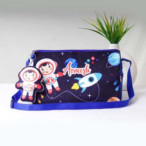 Personalised Space Printed Kids Triangle  Duffle Bag